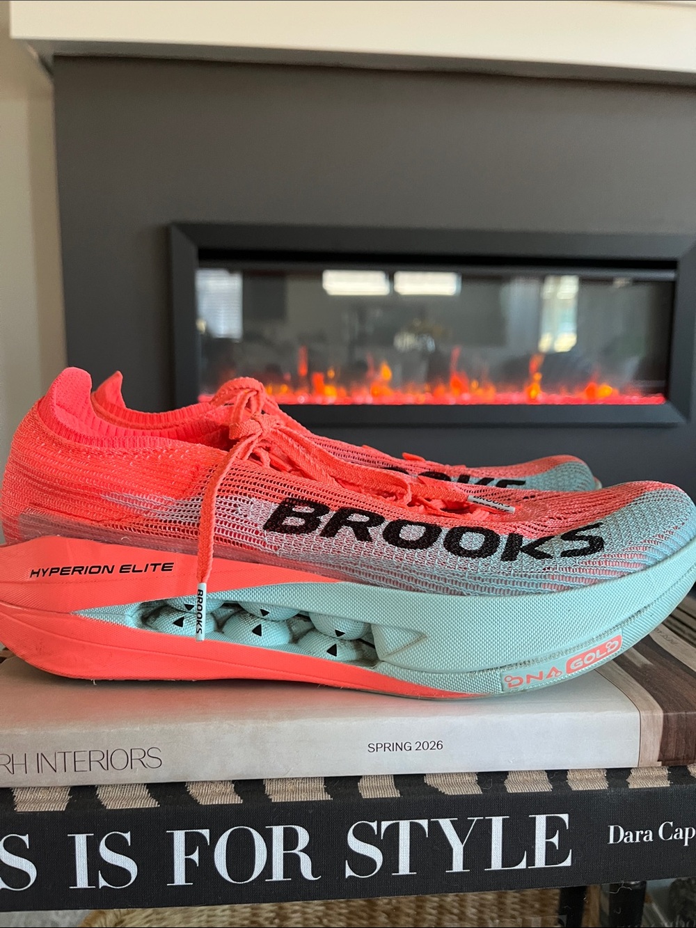 Brooks Men’s Hyperion Elite Running Shoe in Coral and Aqua